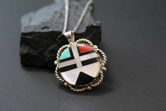 Important Vintage Native American Zuni Colin Coonsis Master Inlay Sterling Silver Bracelet Important Vintage Native American Zuni Colin Coonsis Master Inlay Sterling Silver Bracelet