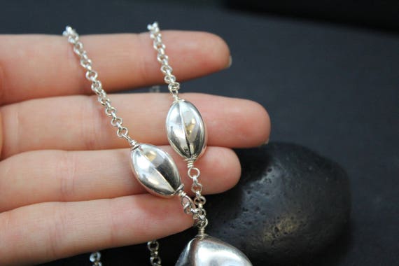 Sterling Silver Bold Dangle Plunge Necklace, Larg… - image 4