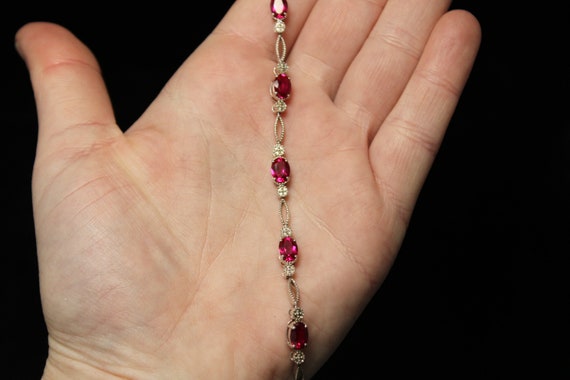 Sterling Silver Ruby Lab Created Link Bracelet, R… - image 7