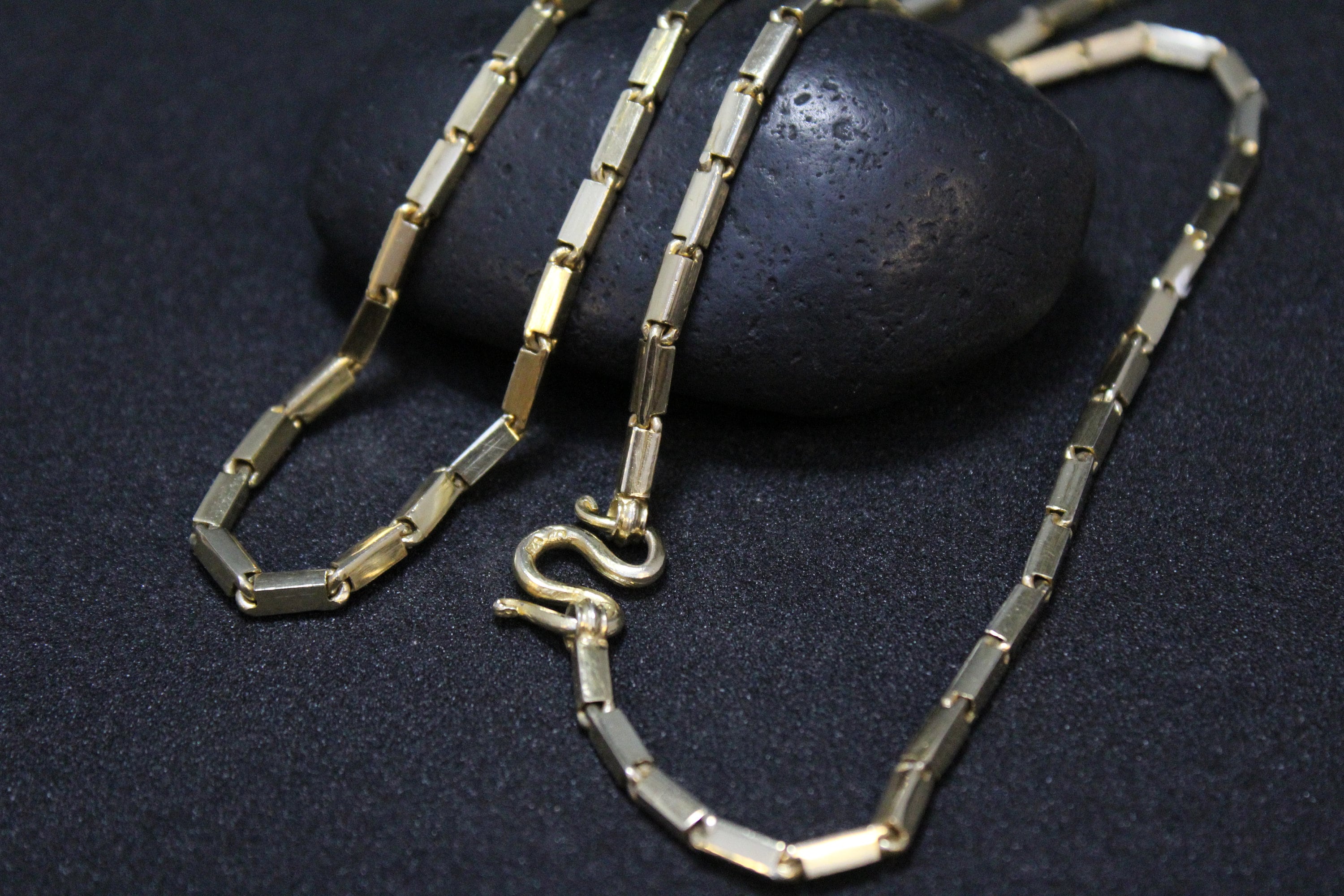 Heavy Sterling Silver Gold Overlay Baht Chain Sterling Silver Bar Link heavy-sterling-silver-gold-overlay-baht-chain-sterling-silver-bar-link