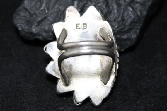 Sterling Silver Heavy Statement Ring with Peridot… - image 7