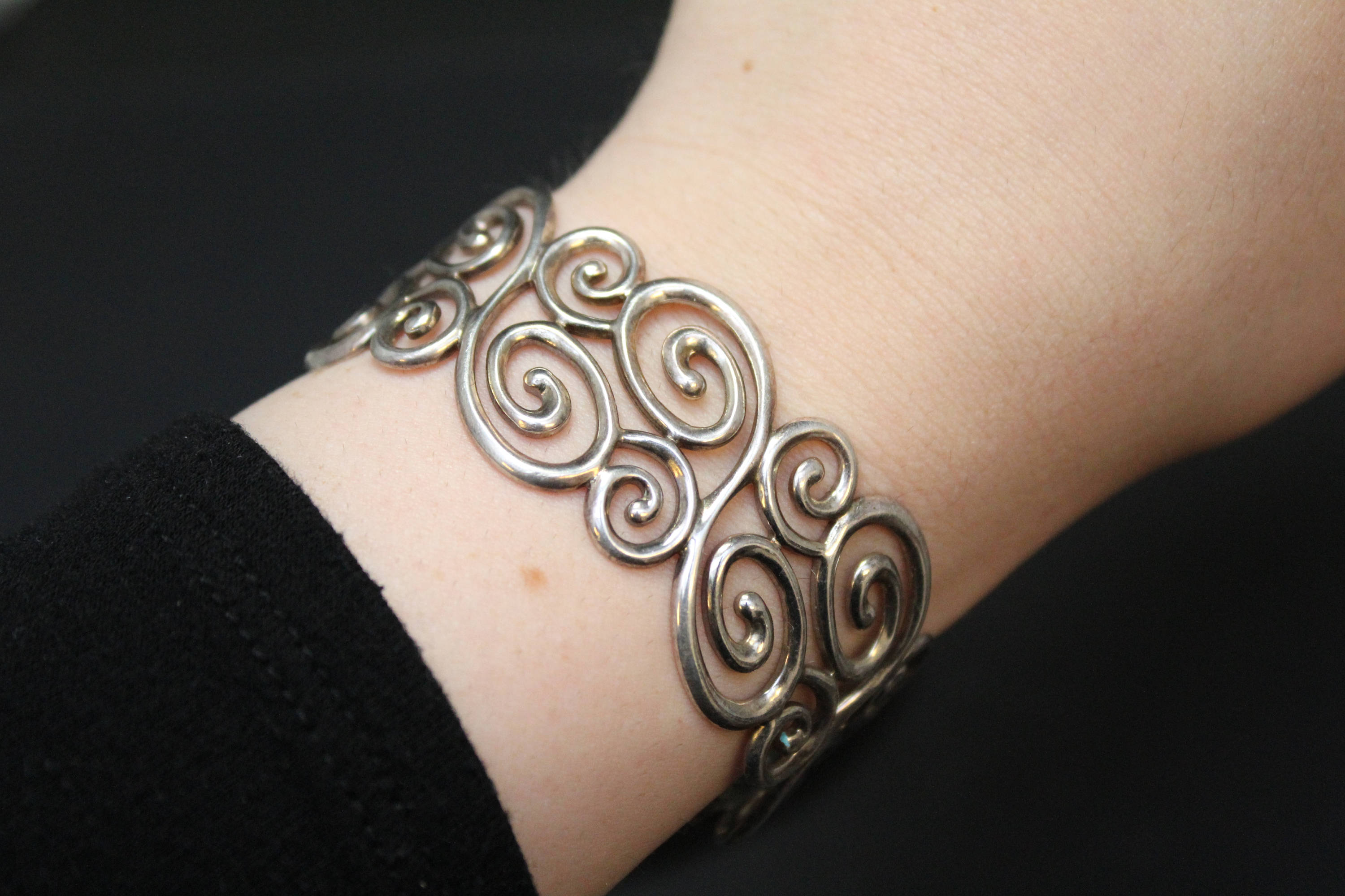 Sterling Silver Swirl Cuff Bracelet, Swirl Jewelry, Sterling Swirl Bracelet, Sterling Silver