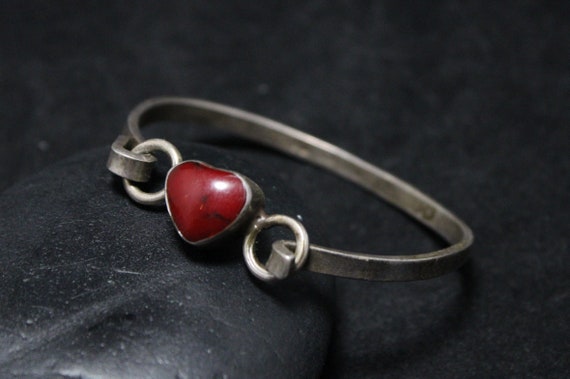 Valentine's Day Sterling Silver Hoop and Loop Red… - image 1