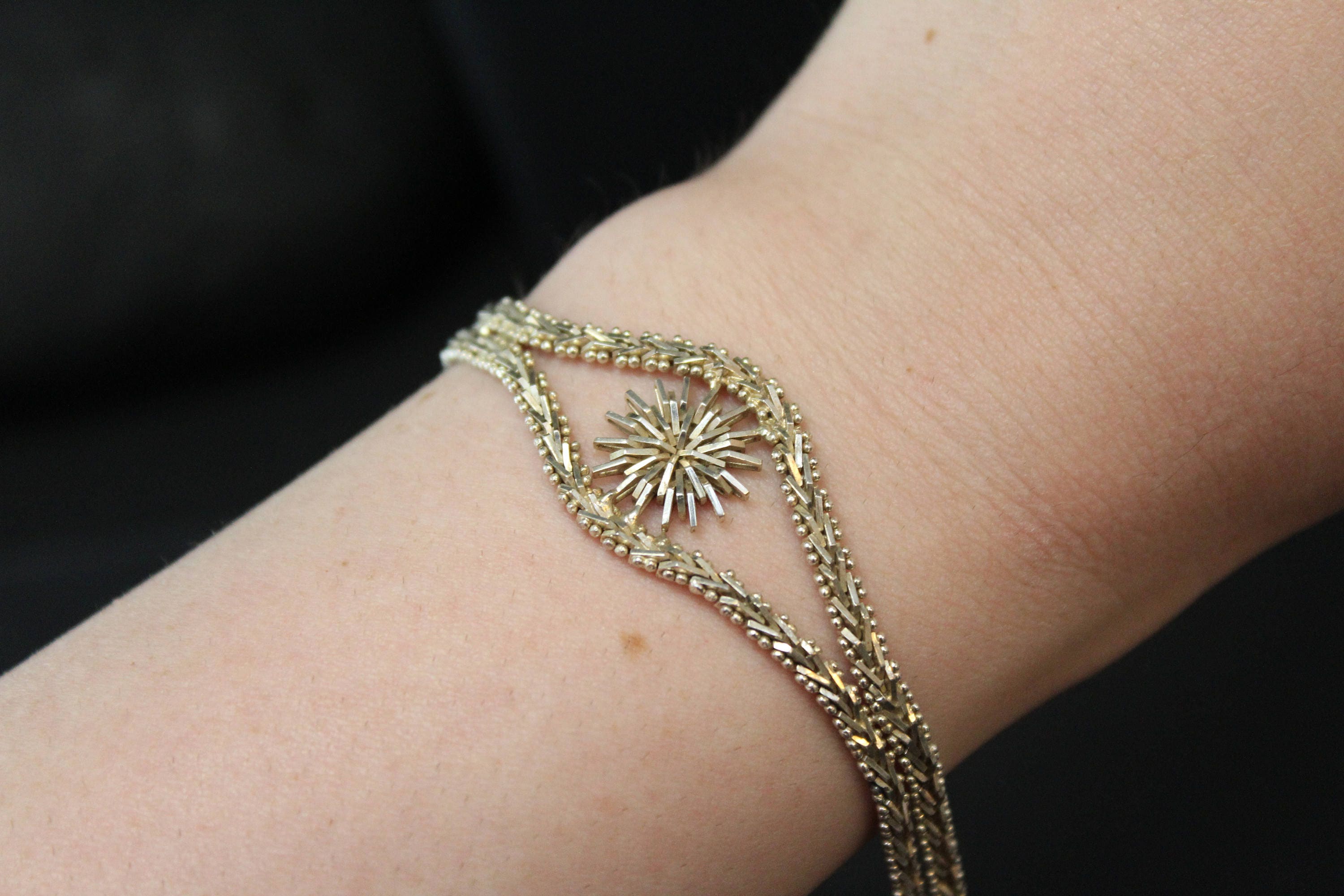 Sterling Silver Flexible Sunburst Bracelet, Flexible Link Bracelet