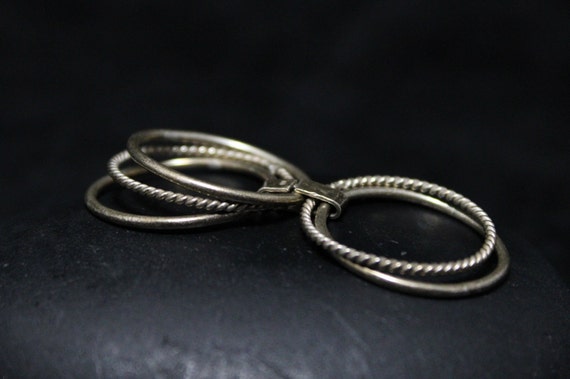 Sterling Silver Five Stacking Rope Band Rings, Te… - image 3