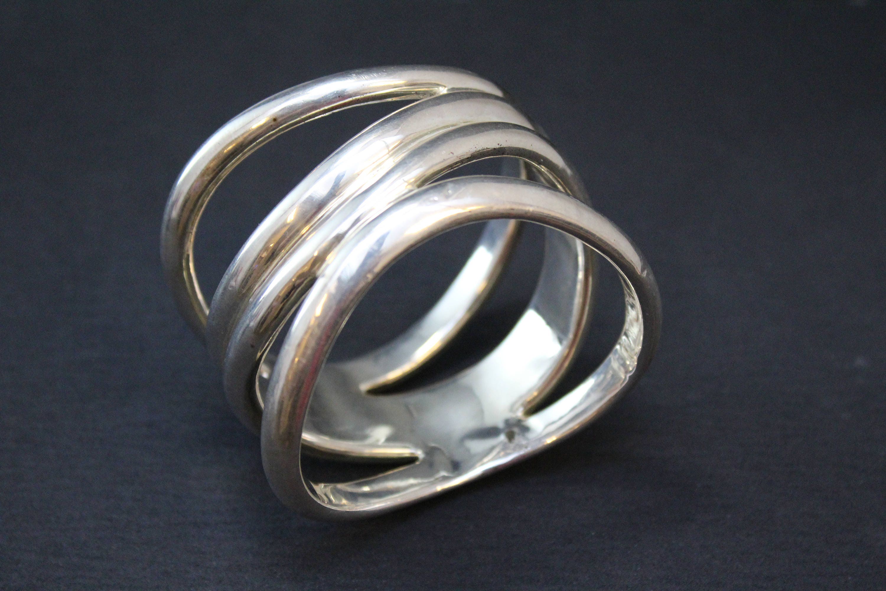 Sterling Silver Designer BRIAN BERGNER Electroform Modernist Bangle ...