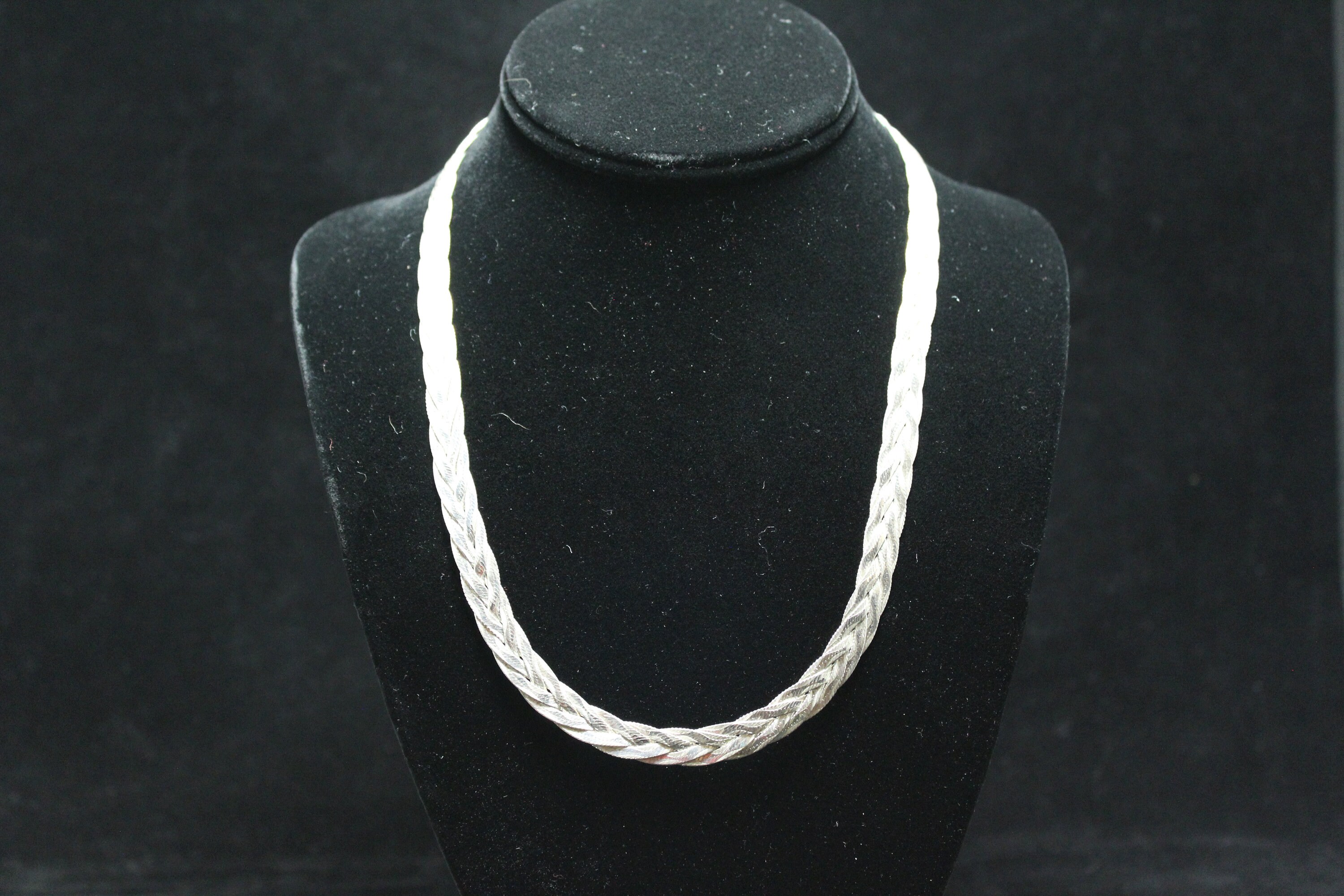 Sterling Silver Woven Italian Necklace, Sterling Silver Flat Link