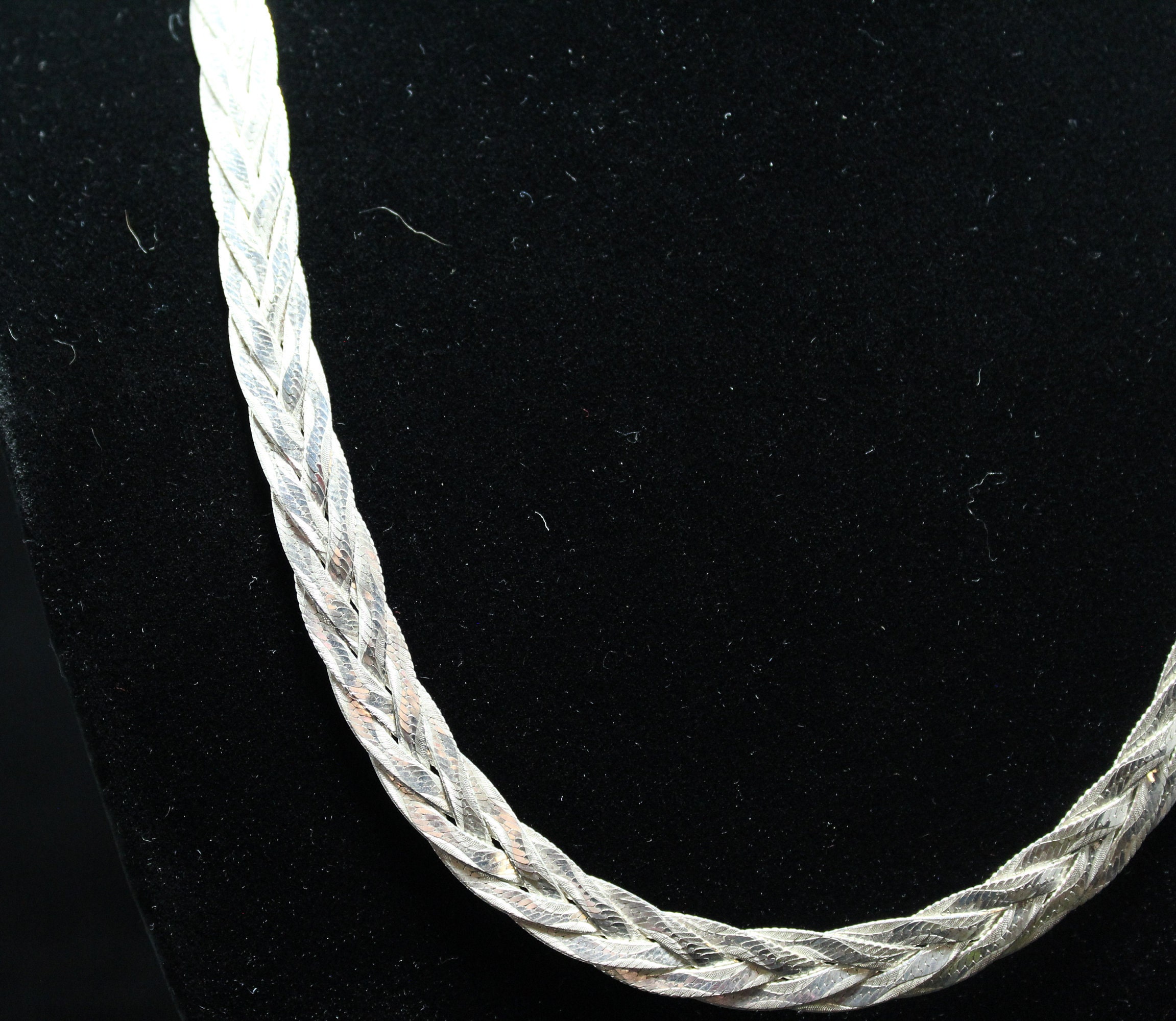 Sterling Silver Woven Italian Necklace, Sterling Silver Flat Link