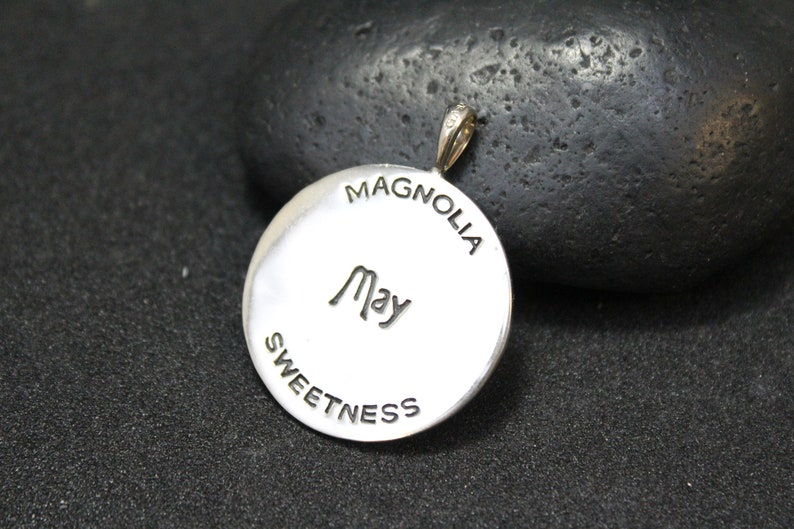 Magnolia Jewelry May Jewelry Sterling Silver Magnolia Round Sterling Medallion Sterling Silver May Birthday Flower Pendant