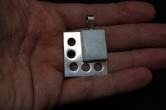 Geometric Sterling Pendant With Circle Cutouts an… - image 7