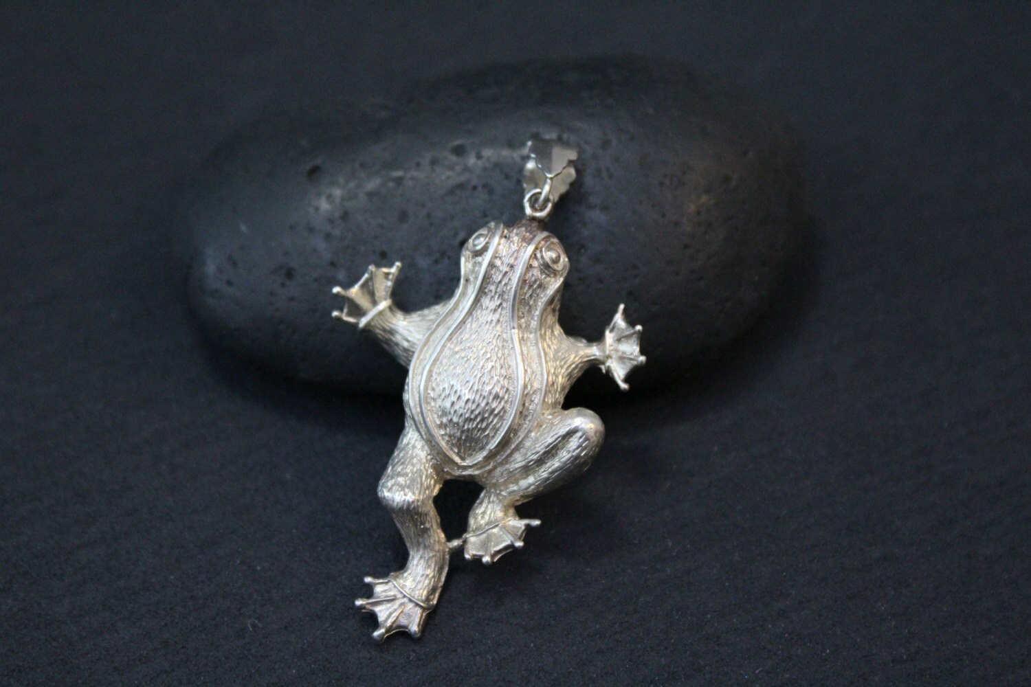 Large Sterling Frog Pendant, Sterling Silver Frog, Frog Jewelry, Silver