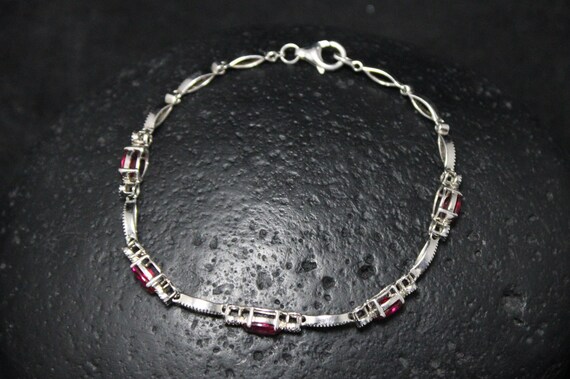 Sterling Silver Ruby Lab Created Link Bracelet, R… - image 6