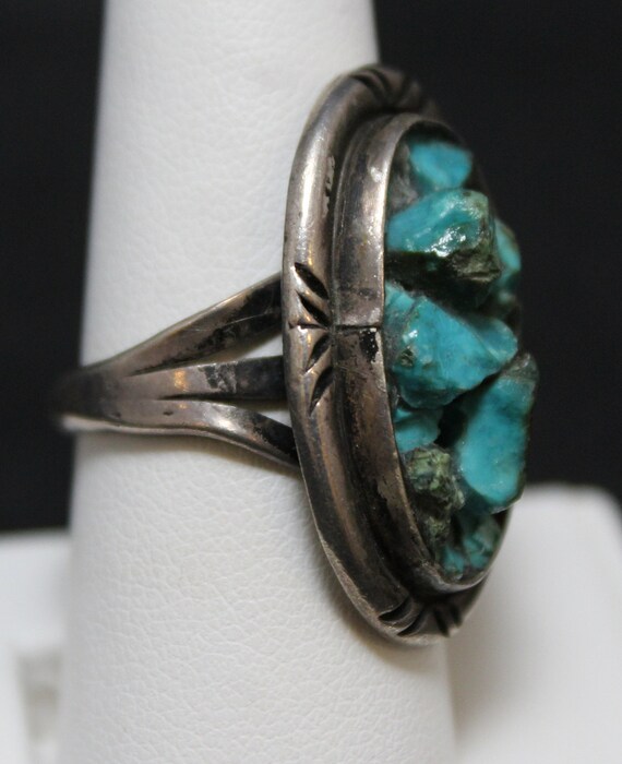 Sterling Silver Turquoise Nuggets Ring, Turquoise Chunks Ring, Turquoise Pieces Ring, Raw Turquoise Ring View 3
