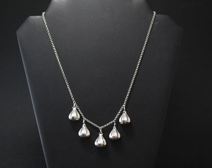 Sterling Silver Faceted Dangle Beaded Necklace, Beaded Dangle Necklace, Bold Sterling Silver Jewelry, Bold Sterling Necklace, Silver Dangle