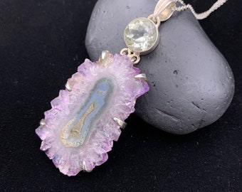 Geode Pendant, Amethyst Geode Pendant , Druzy Style Gemstone Pendant, 925 Pendant, Sterling Pendant, Purple Pendant