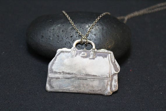 Unique Sterling Silver Suitcase Necklace, Sterlin… - image 5