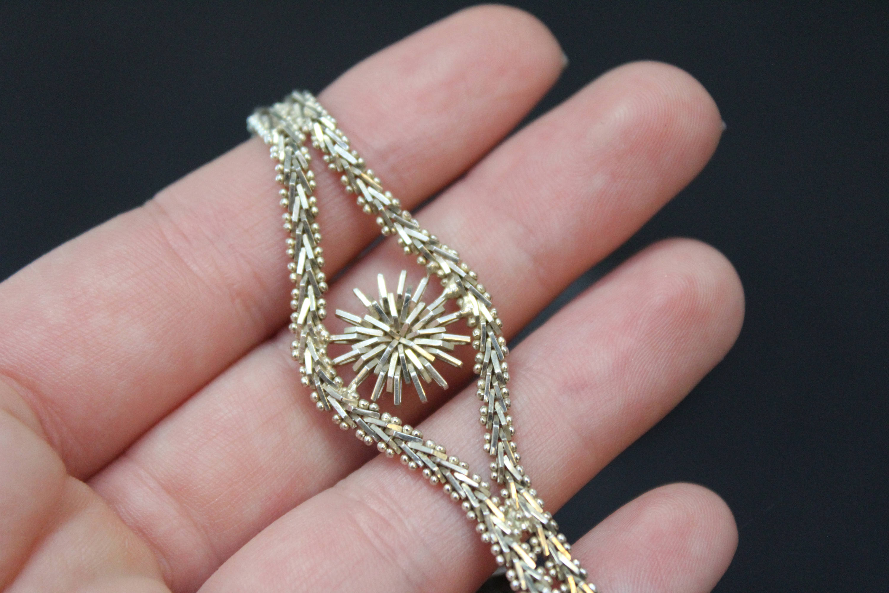 Sterling Silver Flexible Sunburst Bracelet, Flexible Link Bracelet