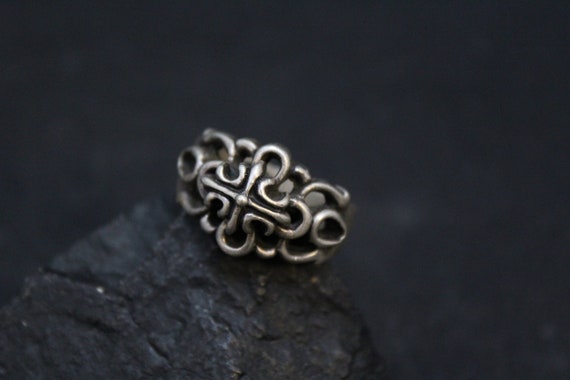 Sterling Silver Ornate High Relief Biker Ring, Ste