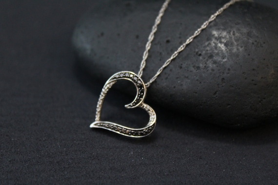 Valentine's Day Sterling Silver Black and White Open Heart