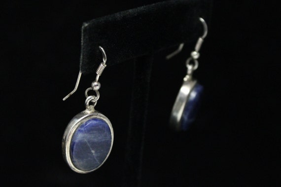 Sterling Silver Mid Century Oval Sodalite Earring… - image 7
