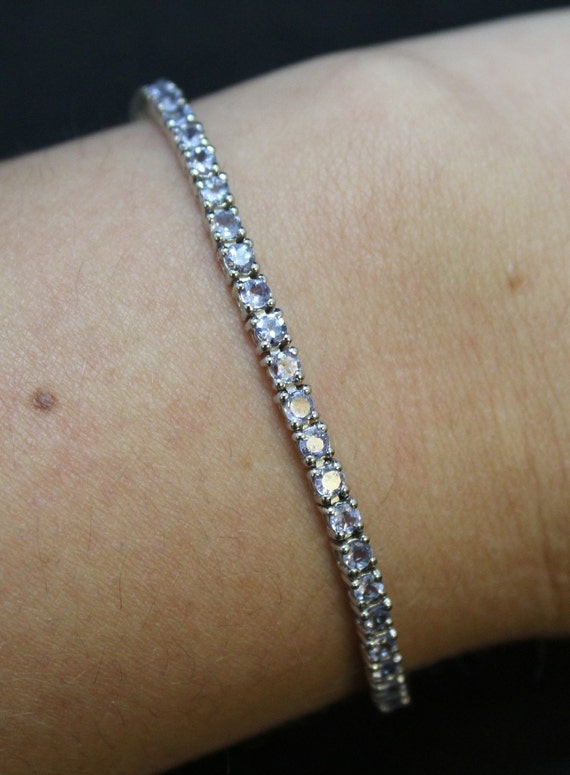 AS IS Sterling Silver CZ Tennis Bracelet, Periwin… - image 2