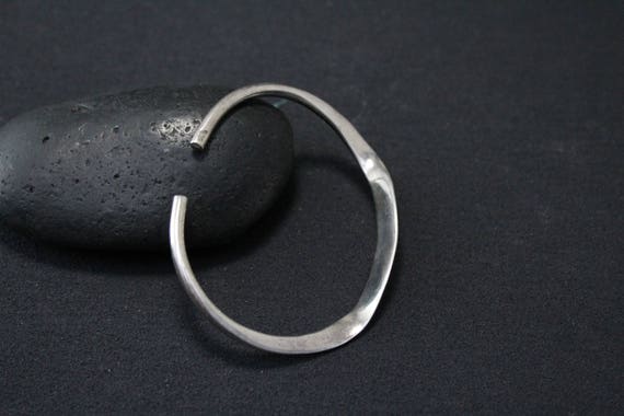 Sterling Silver Modernist Flattened Cuff Bracelet… - image 3