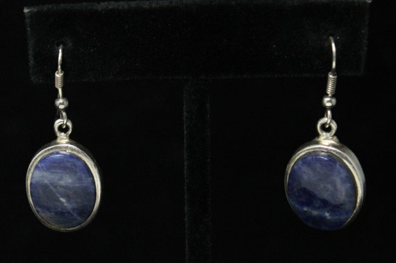 Sterling Silver Mid Century Oval Sodalite Earring… - image 6