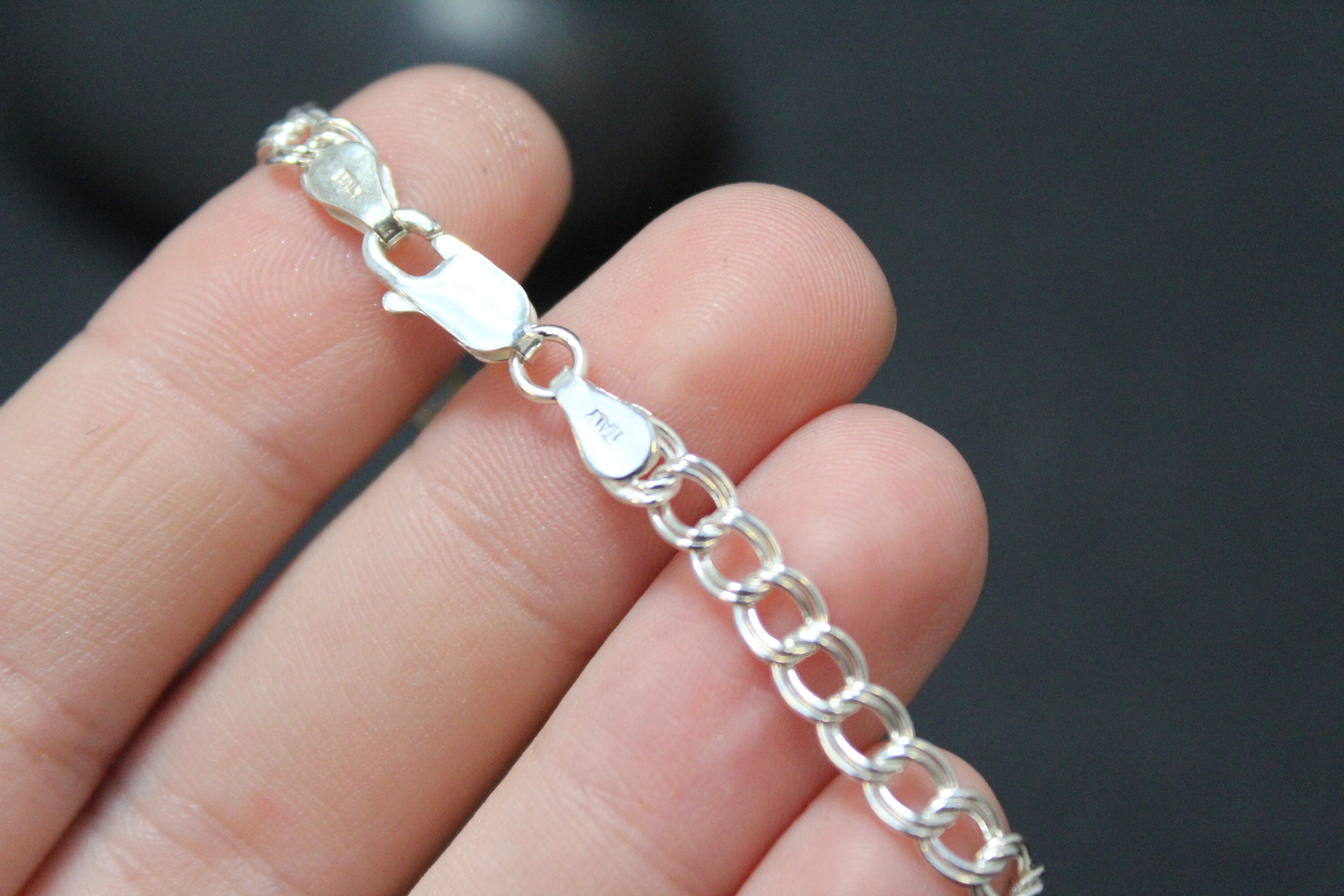 Sterling Silver Double Link Charm Bracelet, Sterling Silver Starter ...