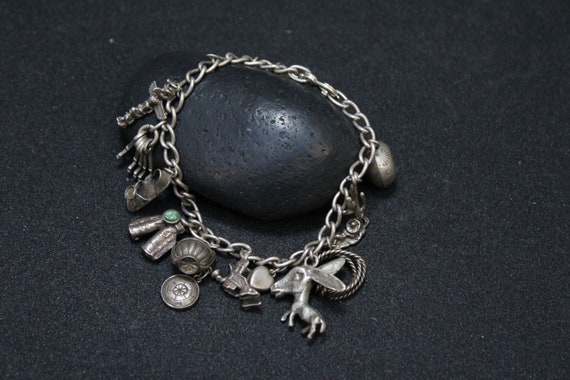 Loaded Sterling Silver Western Charm Bracelet, Tu… - image 2