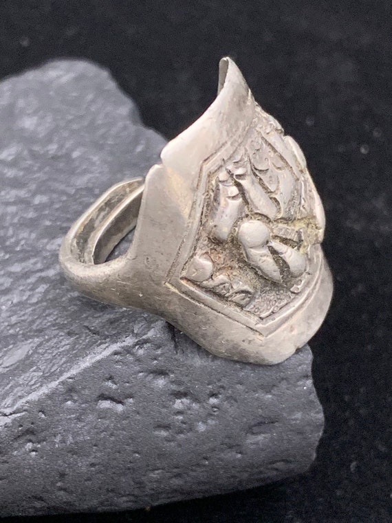 Epic Antique Asian Silver Ring, Sterling Silver M… - image 3