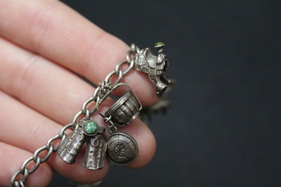 Loaded Sterling Silver Western Charm Bracelet, Tu… - image 5