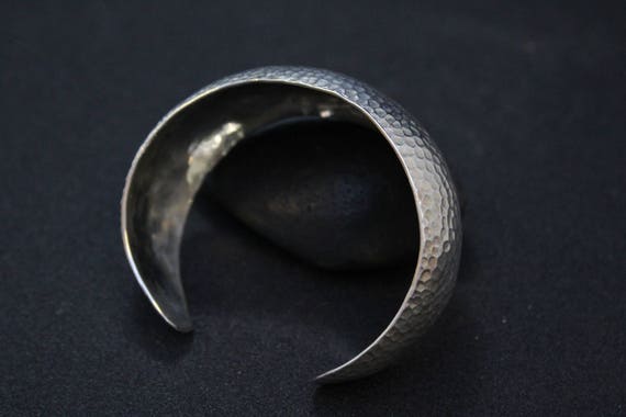 Sterling Silver Hammered Cuff Bracelet, Hammered … - image 3