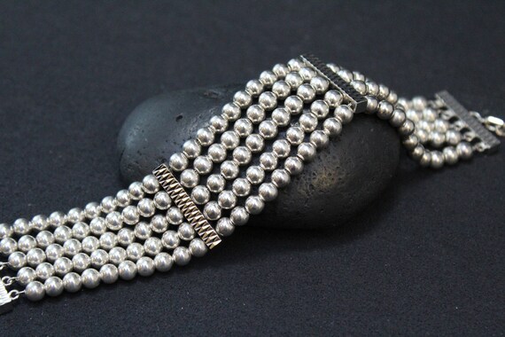アクセサリー FIFTH Silver925 Beaded Bracelet / Large Sterling Silver Wide Beaded Bracelet, 5 Strand Sterling Beaded