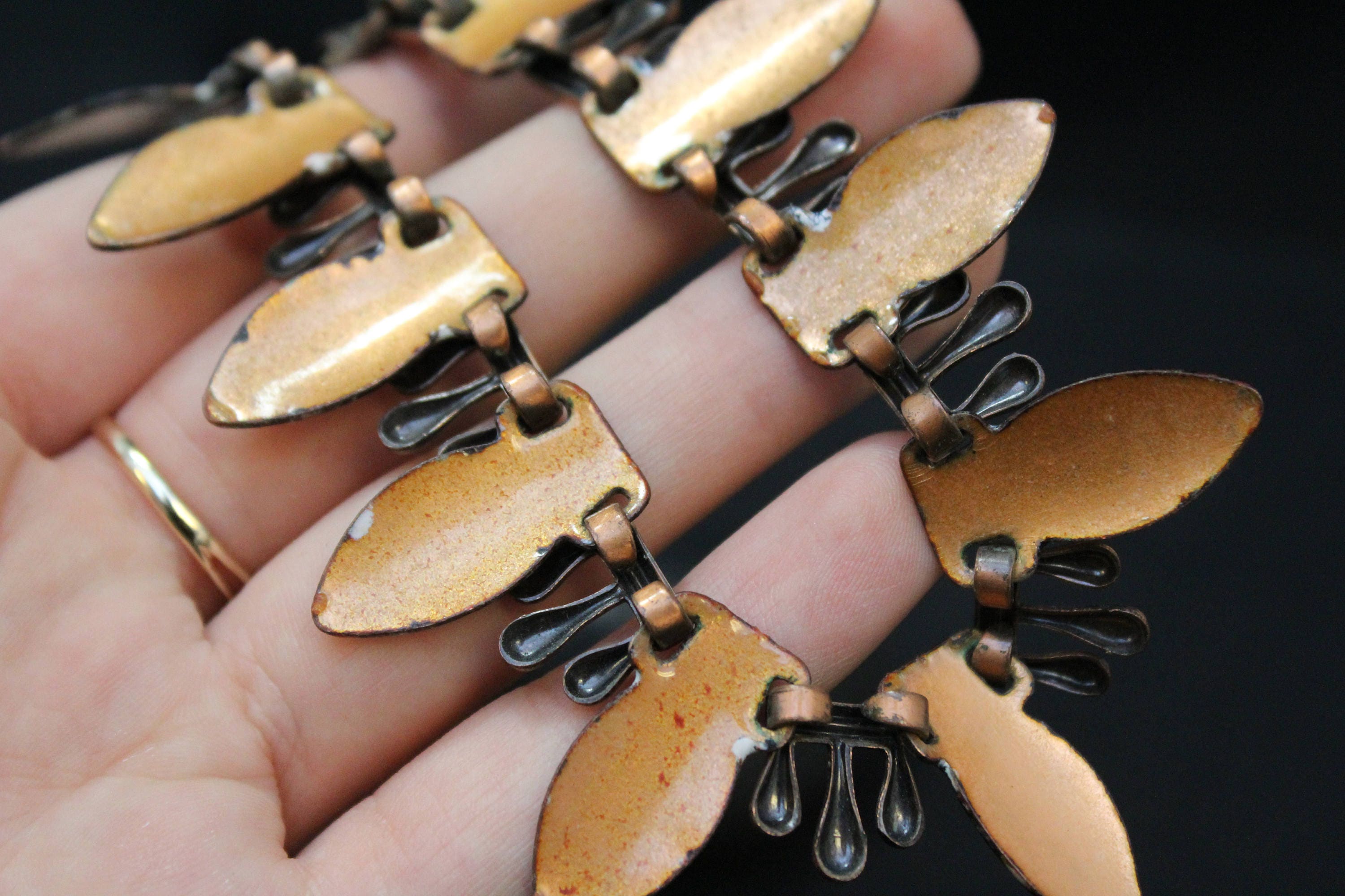 Mid Century Modern Copper Matisse Enamel Necklace