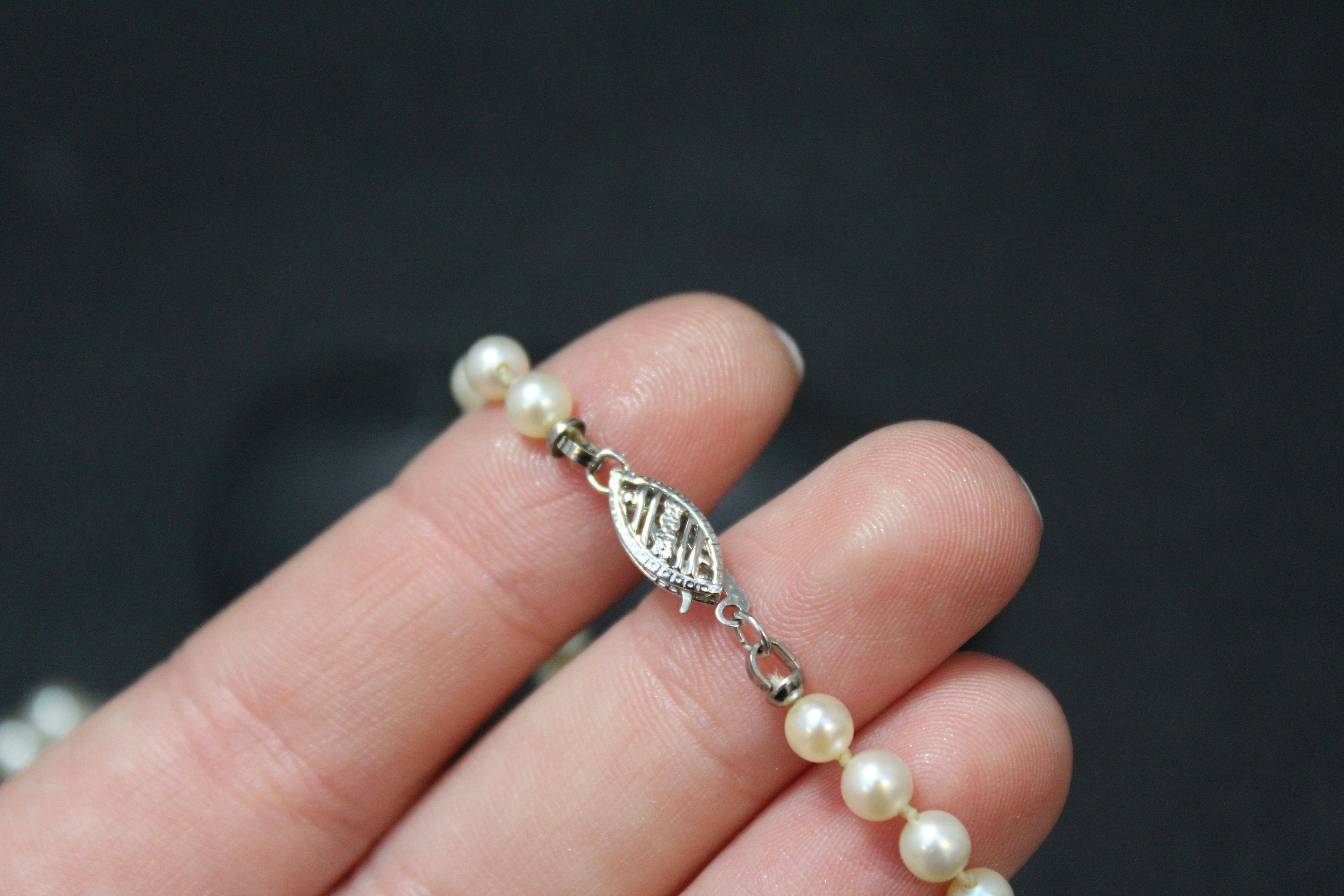 Graduated Pearl Necklace With 14k White Gold Clasp 14k Pearl Strand 