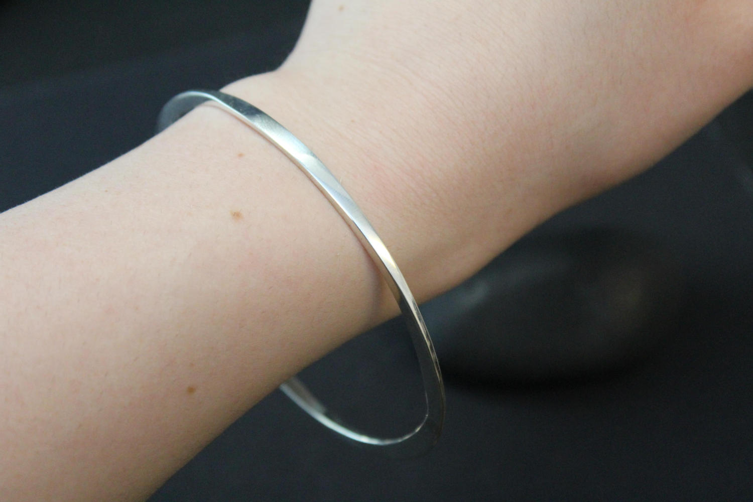 Sterling Flattened Bangle Bracelet Minimalist Design Modernist
