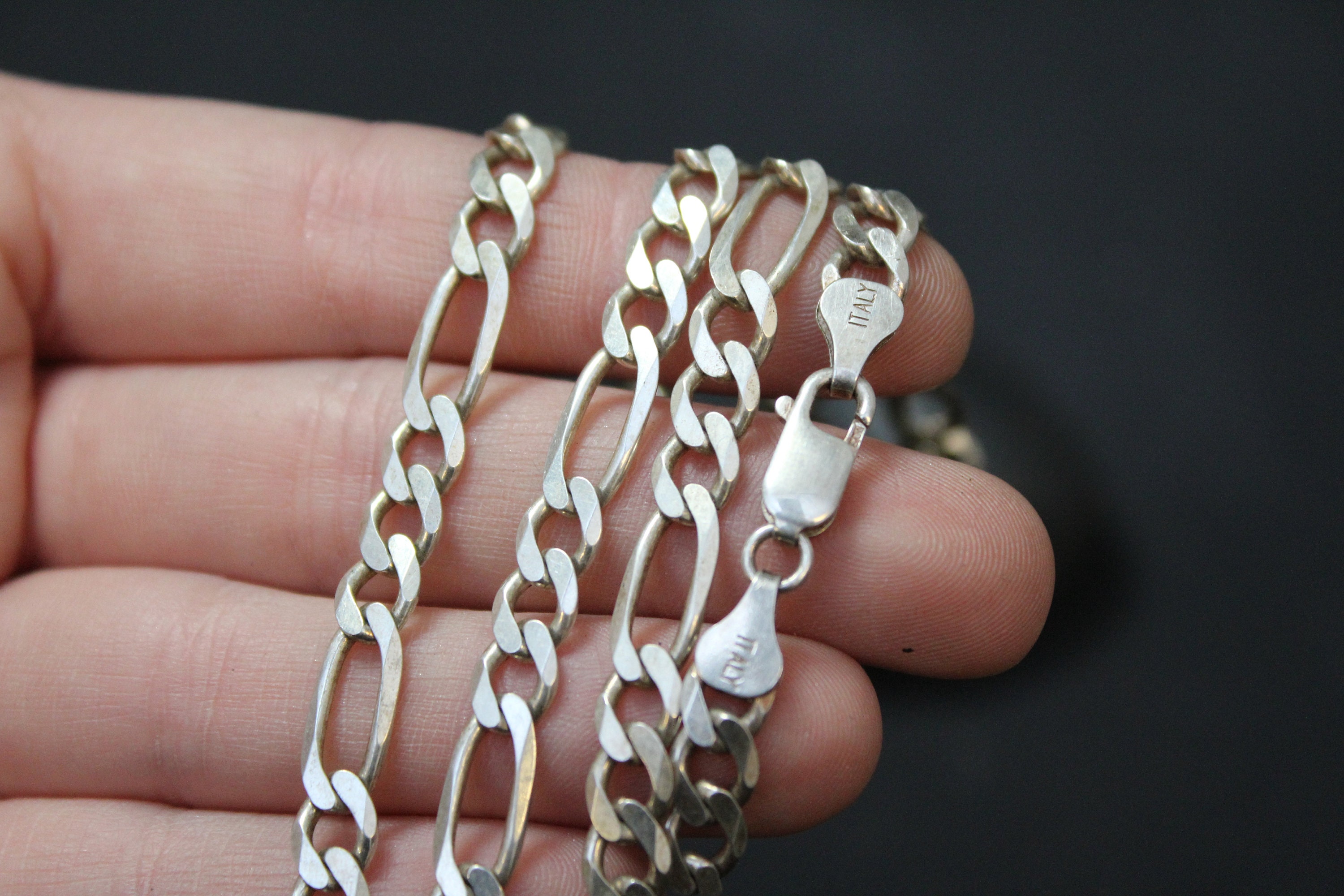 Sterling Silver Unisex 24 inch Figaro Link Chain, Sterling Silver