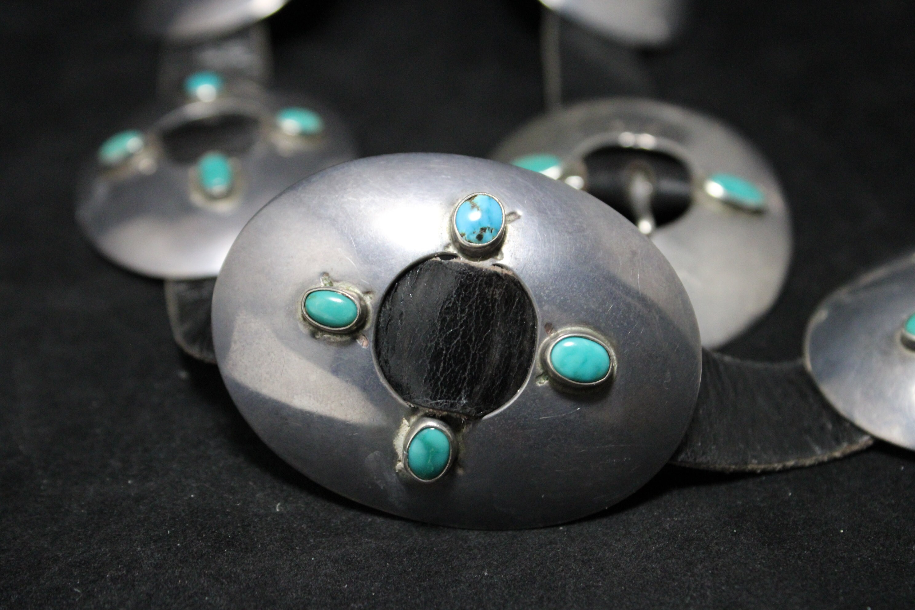 Sterling Silver and Turquoise Concho black belt