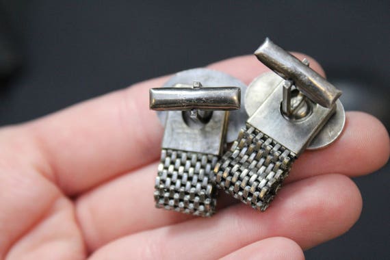 Rare Sterling Silver Seagram Fold Over Cuff Links… - image 4