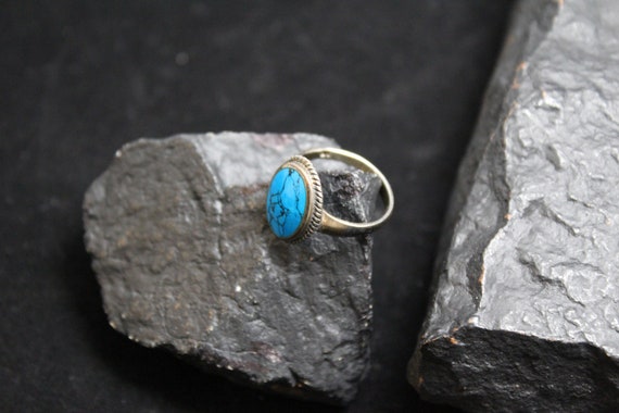 Sterling Silver Oval Turquoise Gemstone Ring, Ova… - image 3