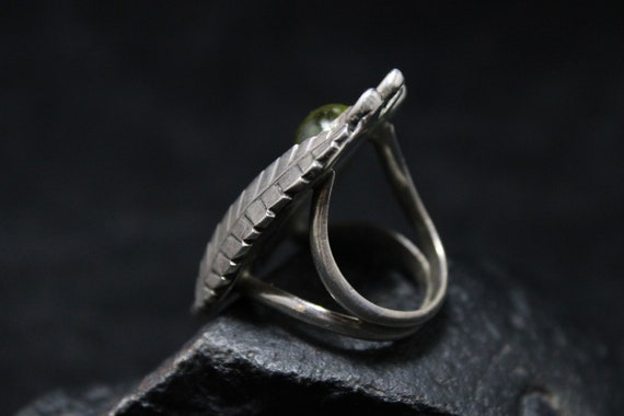Sterling Silver Heavy Statement Ring with Peridot… - image 5