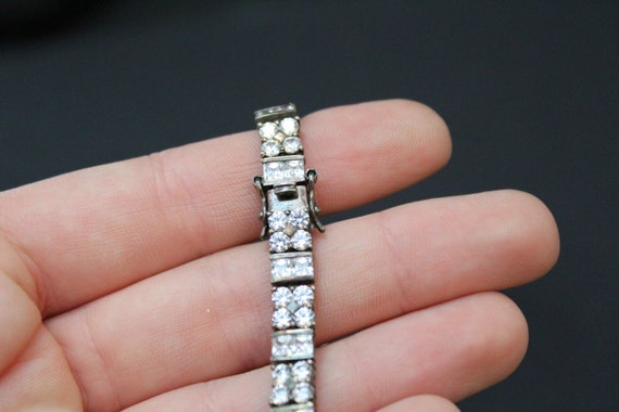 Sterling CZ Tennis Bracelet, Cubic Zirconia Brace… - image 3