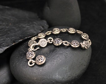 RARE VTG Chrome Hearts No2 MultiBall Floral Emblem Bracelet, Chrome Hearts Sterling Silver Flower Ball Chain Bracelet, Goth Punk Y2K Jewelry