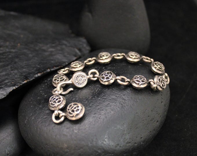 RARE VTG Chrome Hearts No2 MultiBall Floral Emblem Bracelet, Chrome Hearts Sterling Silver Flower Ball Chain Bracelet, Goth Punk Y2K Jewelry