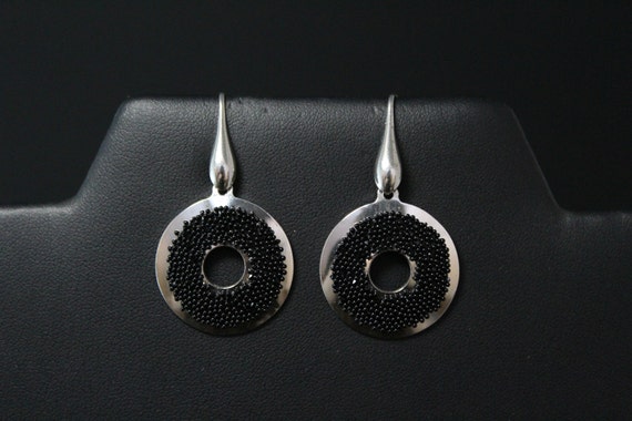 Unique Beaded Sterling Earrings, Italian Sterling… - image 5