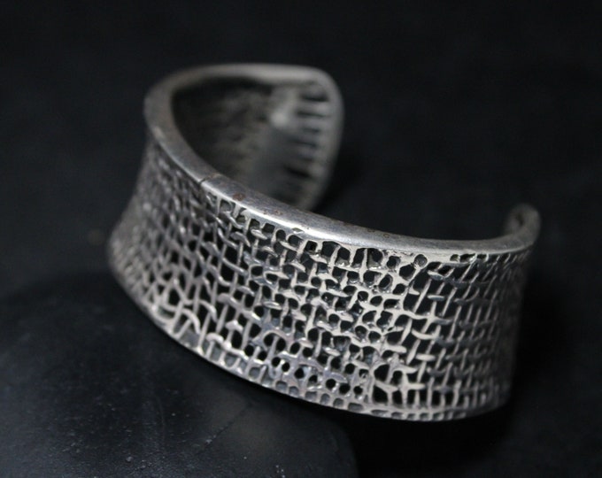 AS IS Sterling Silver Textured Cuff Bracelet, Modern Sterling Silver Cuff, Textured Sterling Bracelet, Chunky Sterling Cuff, Chunky Jewelry