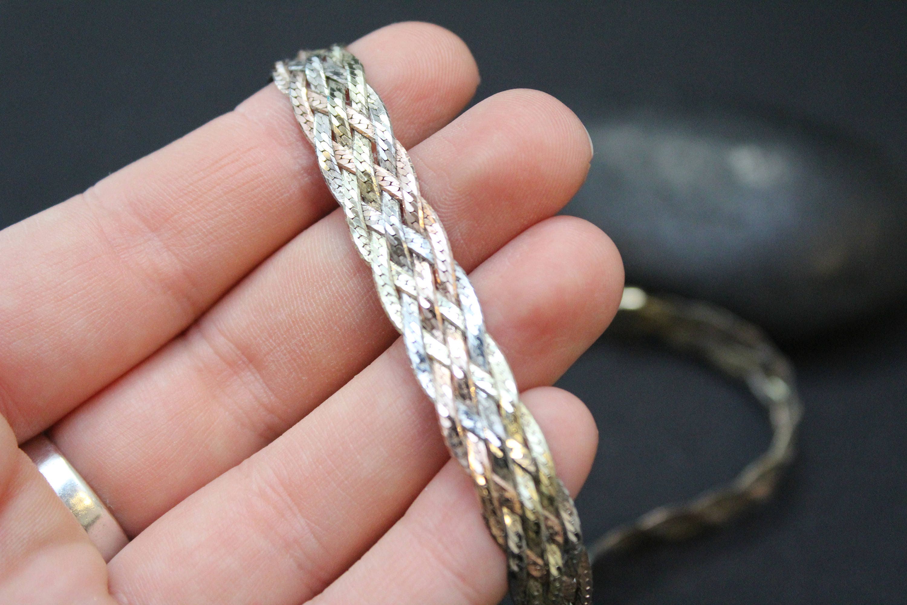 Sterling Silver Multicolored Woven Italian Necklace Sterling