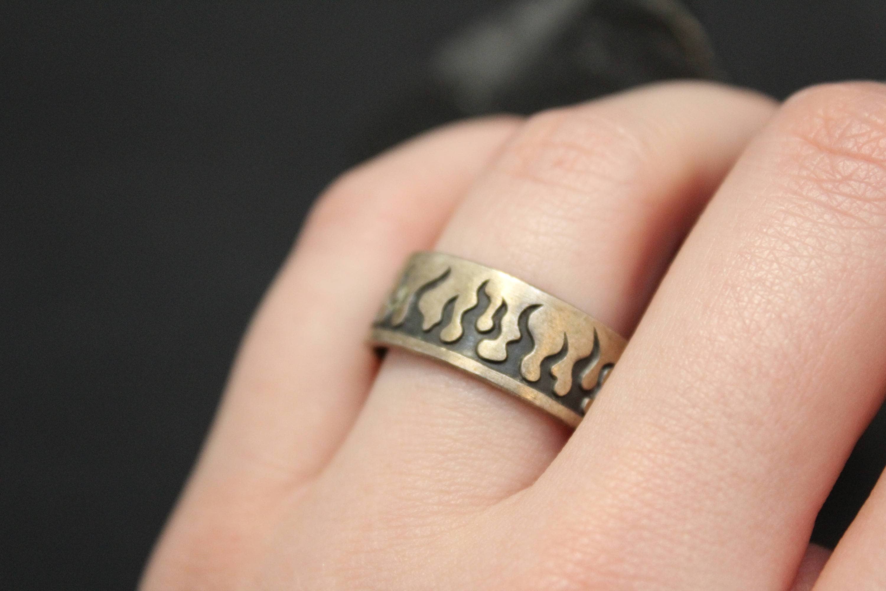 Sterling silver flame ring deals
