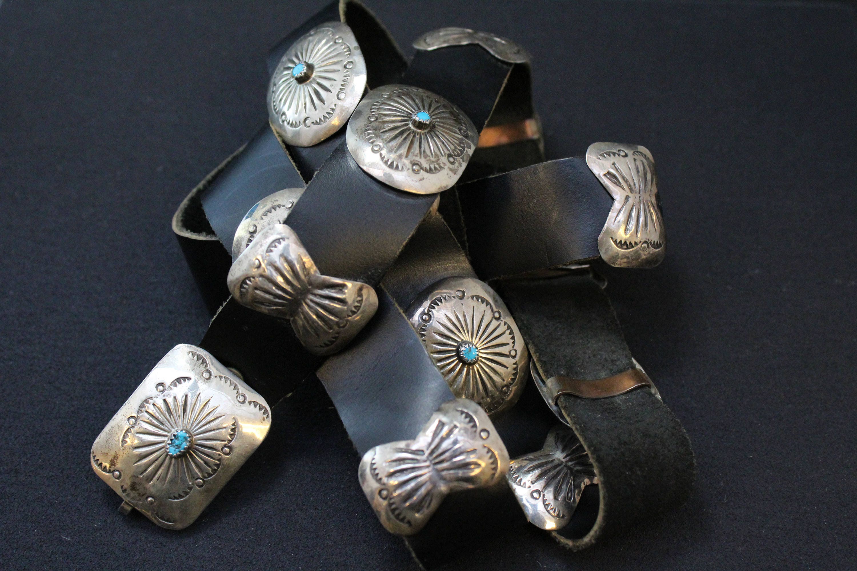 Rare Vintage Native American Navajo Triple Sectioned Coral Sterling Silver Concho Belt Rare Vintage Native American Navajo Triple Sectioned Coral Sterling Silver Concho Belt