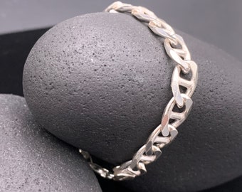 Anchor Link 925 Bracelet, Vintage Sterling Silver Anchor Link Chain Bracelet, Unisex Mens or Ladies Bracelet